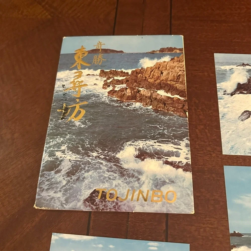 Vintage Japan Tojinbo Cliffs Postcard Set (8) w/ Original Holder Tokosha